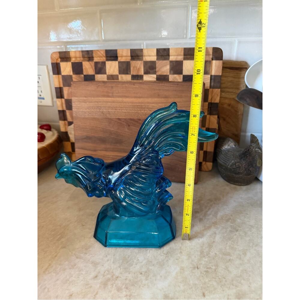 Vintage L.E. Smith Glass Blue Rooster - Picture 4 of 13